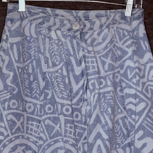 Vintage Cherokee A-Line Skirt Blue White Abstract Print Cotton USA Made Size 12 - Picture 6 of 10